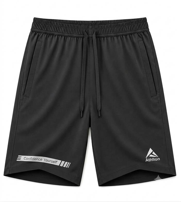 ATHLLON Printed Men Black Sports Shorts