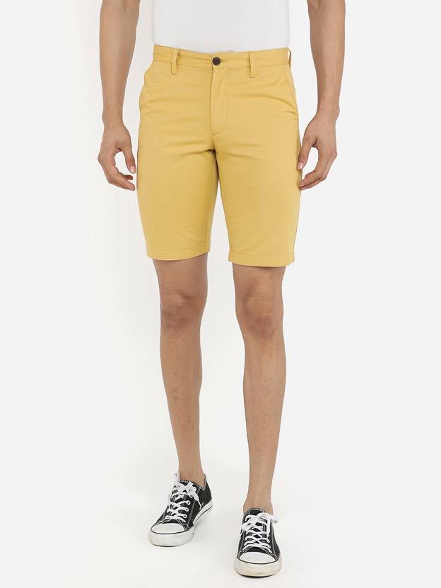 INDIAN TERRAIN Solid Men Yellow Chino Shorts Buy INDIAN TERRAIN Solid