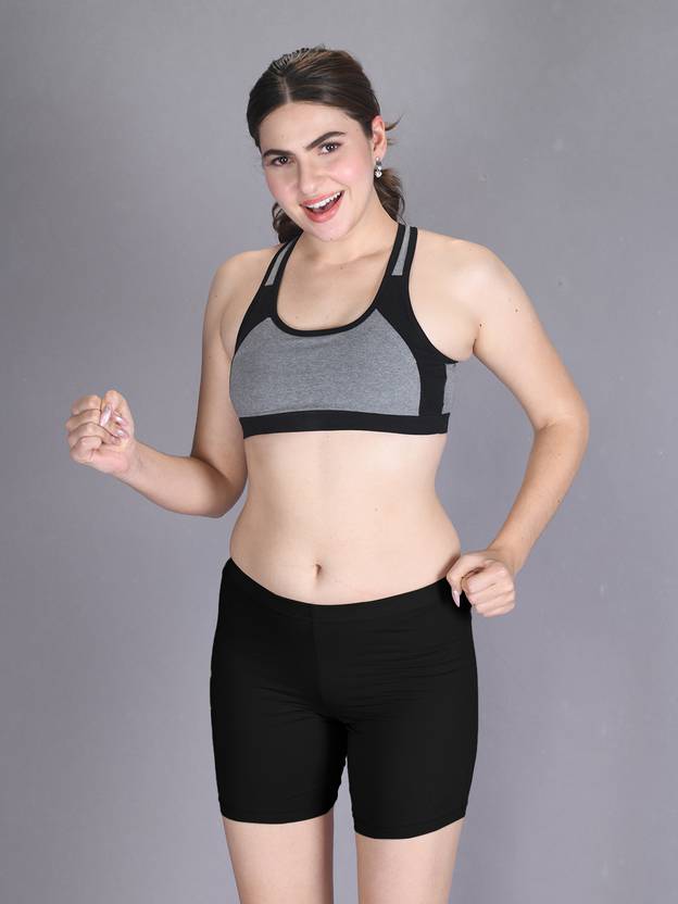 Lyra Solid Women Black Cycling Shorts