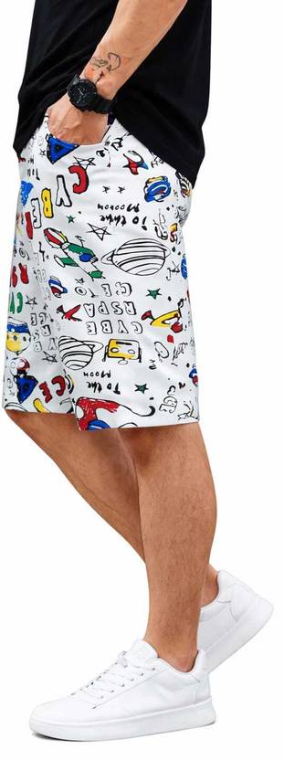 Anisom Printed Men White Casual Shorts