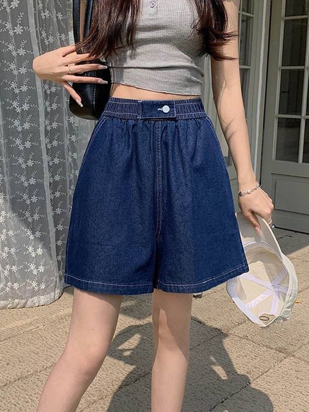 Stylecast Solid Women Blue Denim Shorts