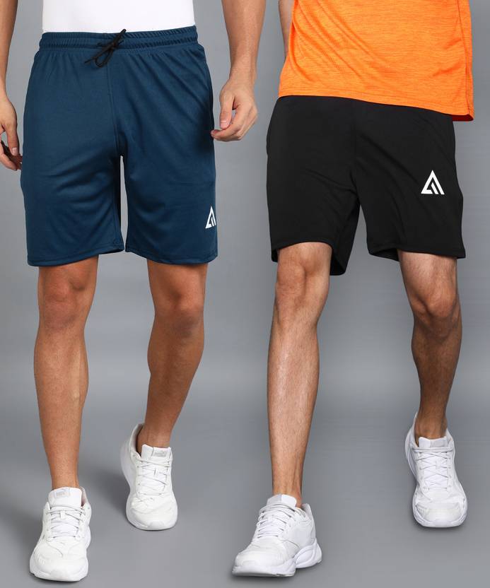 Adrenex Solid Men Dark Blue, Black Basic Shorts, Beach Shorts, Baggy