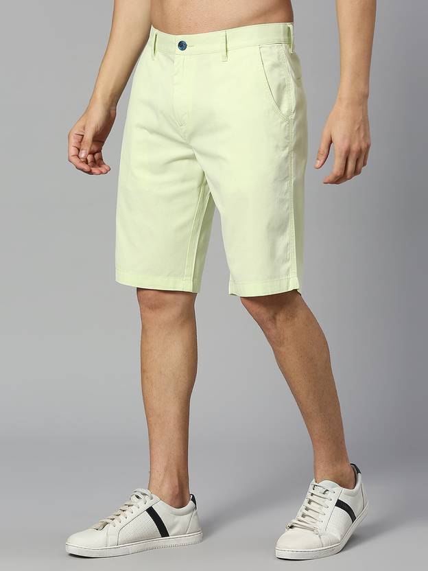 Solid Men Green Chino Shorts