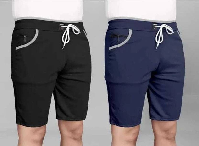 MAAHIGARMENTS Pack of 2 Solid Men Blue, Black Gym Shorts