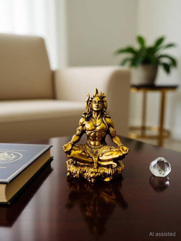 Adordecor Divine Shiva Idol for Car Dashboard - Invoke Serenity and Protection Decorative Showpiece  -  9 cm