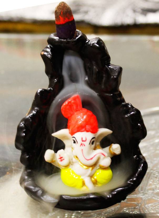 Beckonventure Handicrafted Smoke Ganesha Water Fountain Backflow incense burner with 10 Smoke Backflow Incense Cone in Incense Sticks for home Smoke ganesh in Religious Idols|smoke fountain| smoke ganesha |Lord Ganesha Idols for home decor|table decoration items|Ganesha Statue|statue for car|statue of gods|statue for home|Ganesha idol for gifts, home & Showpiece & Figurnies|ganesh Murti| ganeshjimurti |handicraftitems|decorativeitems|Showpiece gift sets| Showpiece & Figurnies|Showpieces in home| Decorative Showpiece  -  9.5 cm