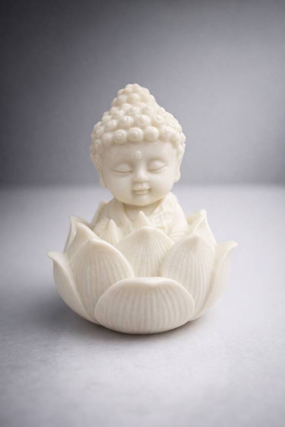 AVCW Baby Buddha Idol on Lotus Cute Showpiece Home Decor Gift Statue Decorative Showpiece  -  10 cm