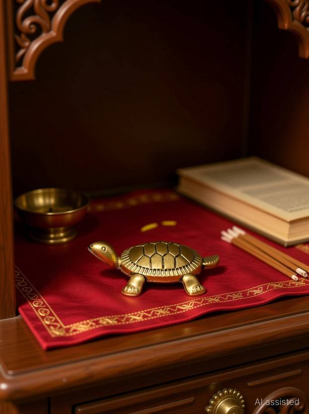 Extreme Karigari Brass Vastu Tortoise for Home & Office | Kachua Devta Showpiece for Good Destiny Decorative Showpiece - 1 cm