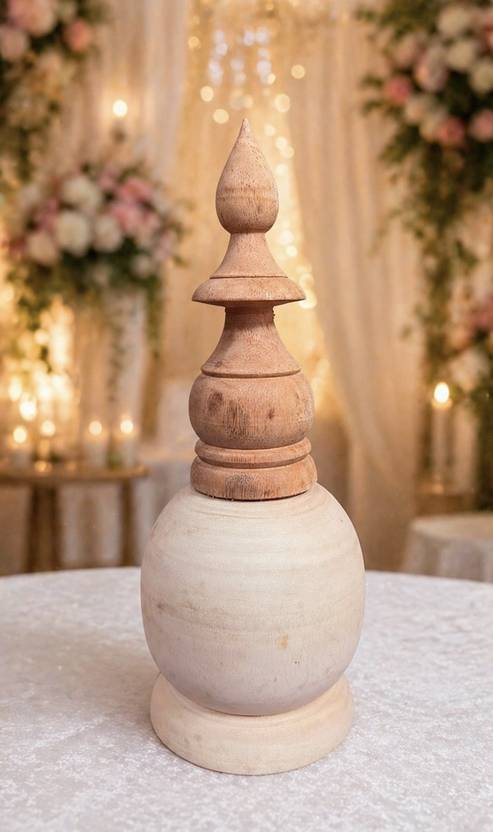 BIBAHAGHAR BIBAHAGHAR Raw Wooden Gach Kouto for Bengali Wedding | Decorative Showpiece  -  15 cm