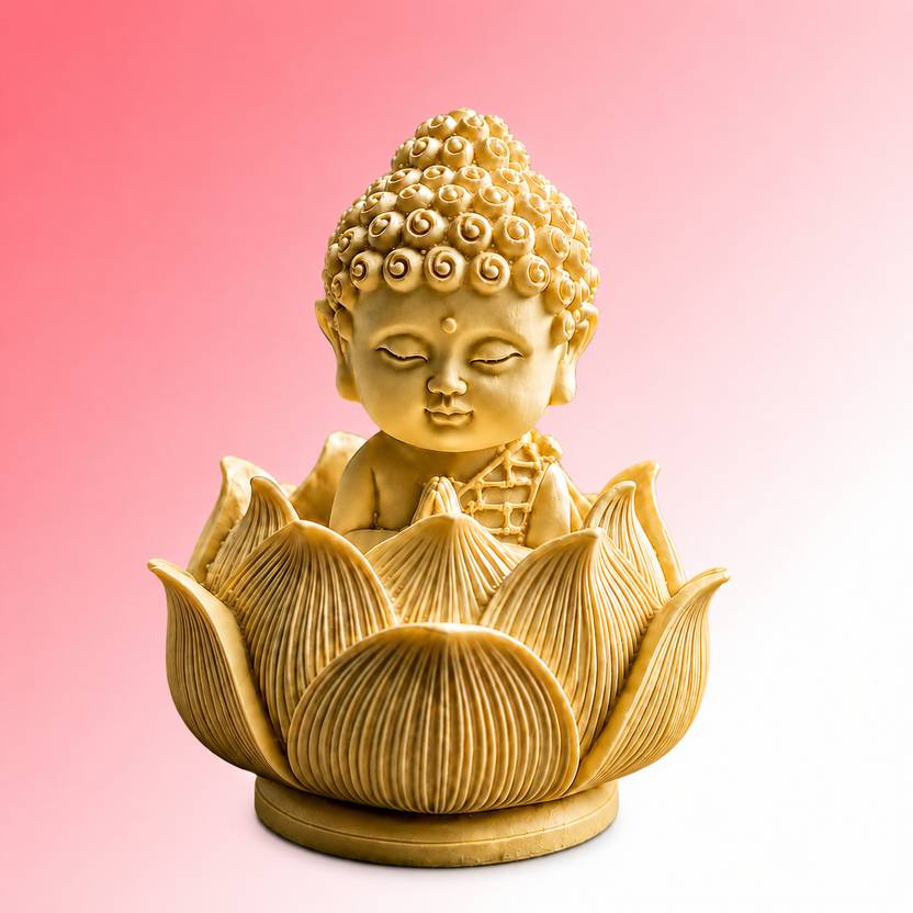 NIKUARA lotusbuddh01 Decorative Showpiece  -  10 cm