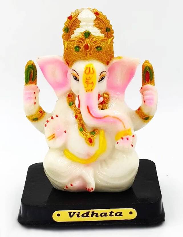 Aamrkoot Redium Ganesh ji of Resin for Car Dashboard Idol of Vinayaka Ganpati Bappa Murti Decorative Showpiece - 13 cm