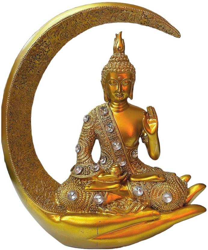 ANAVADYA Golden Polyresin Meditating Lord Buddha Statue - Perfect for Meditation Rooms Decorative Showpiece - 18 cm