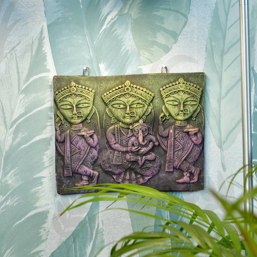 Sowpeace Abstract Terracotta Jamini Roy Wall Art: Artisan Home Decor Decorative Showpiece  -  20.5 cm