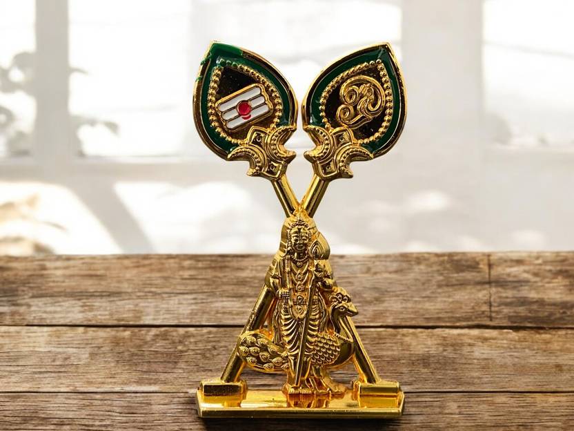 ASTRAMART God mayil murugar with double vel car dashboard Decorative Showpiece  -  10 cm