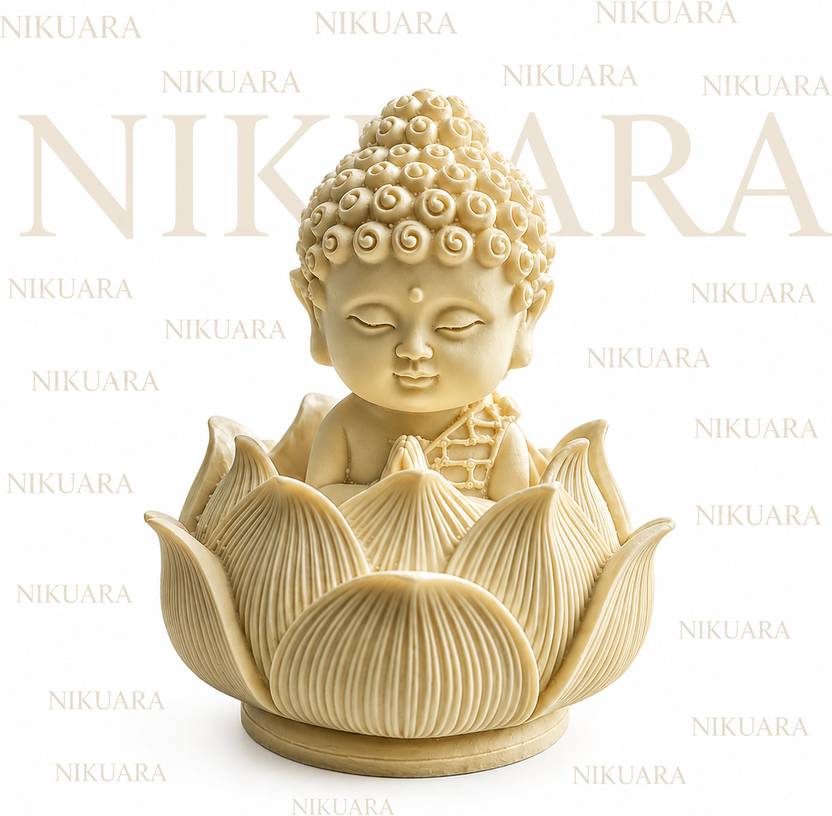 NIKUARA lotusbuddh01 Decorative Showpiece  -  10 cm