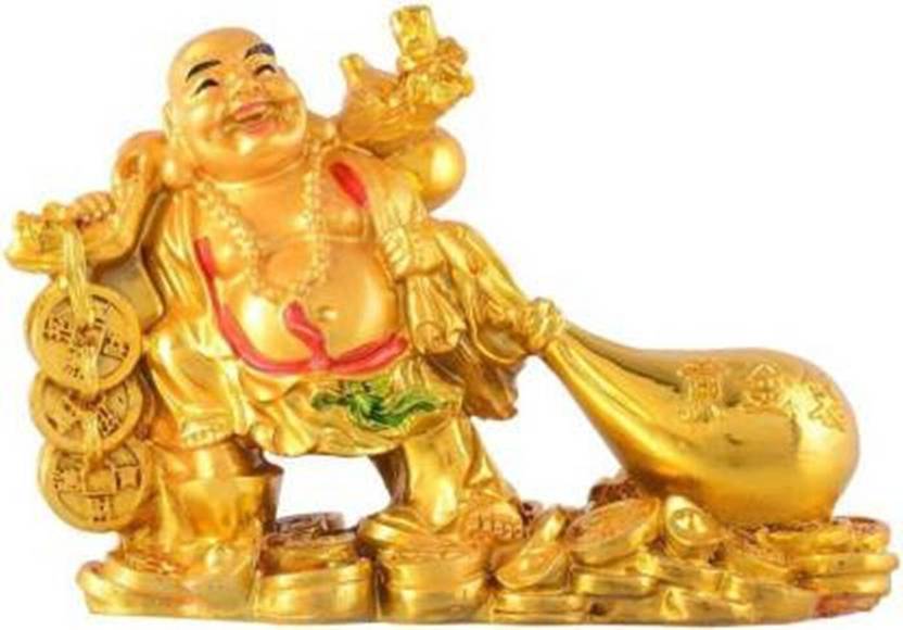 ASTRUMS Big Size Laughing Buddha With Money Beg ,Big Potli For Health, Wealth And Happiness, Good Luck & Brings Prosperity, Success And Financial Gains To The House Decorative Showpiece Decorative Showpiece  -  16 cm