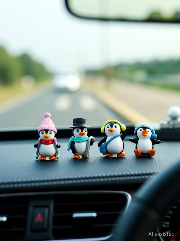 Adordecor 4 Types of Winter Penguin as a Toy and Showpiece Decorative Showpiece  -  4.4 cm
