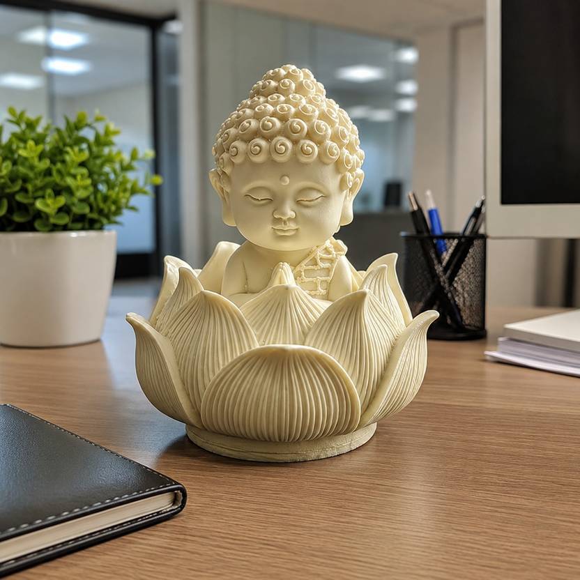 NIKUARA lotusbuddh01 Decorative Showpiece  -  10 cm