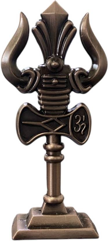 ASTRAMART God Shiv Mahadev Trishul with Damaru Double Side for car dashboard Decorative Showpiece  -  10 cm