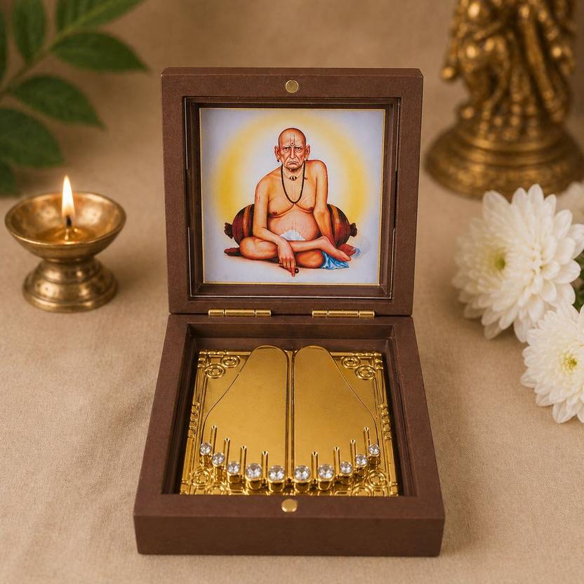 Averiq Gifts Swami Samarth Charan Paduka Gift Box Decorative Showpiece - 7.62 cm