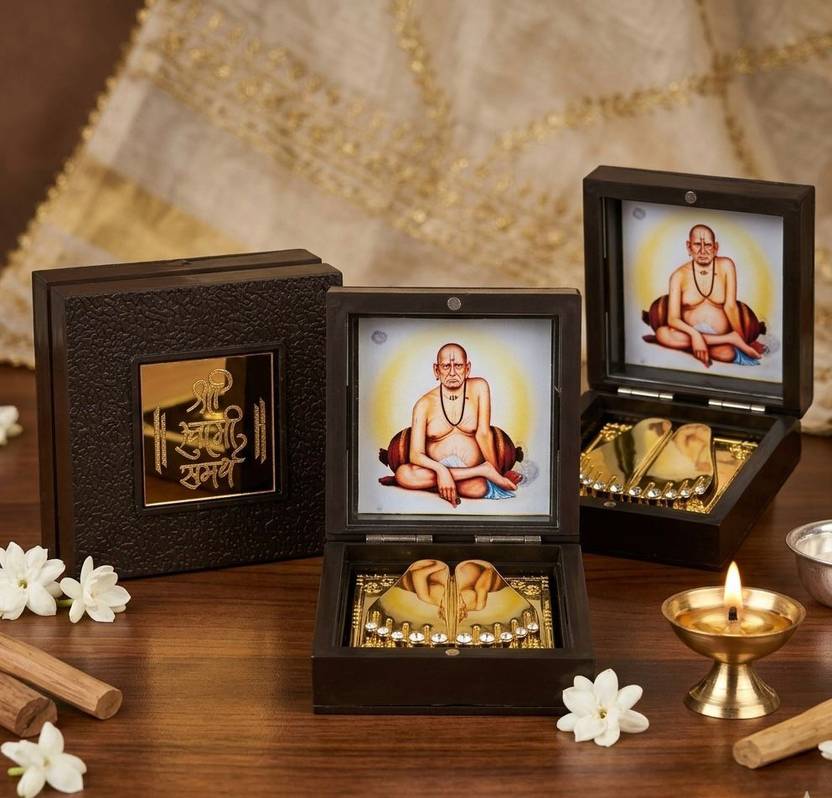 Averiq Gifts Swami Samarth Charan Paduka Gift Box Decorative Showpiece - 7.62 cm