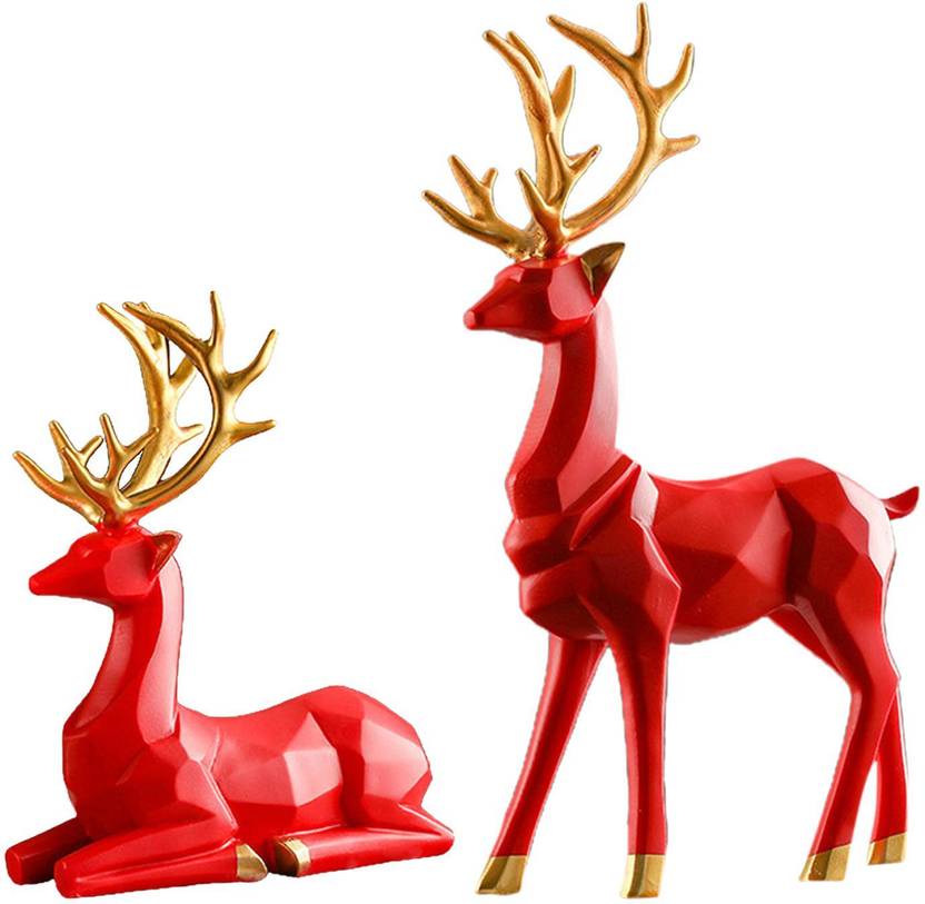 BNF Geometric Resin Deer Statues Sculpture Figurines for Wine