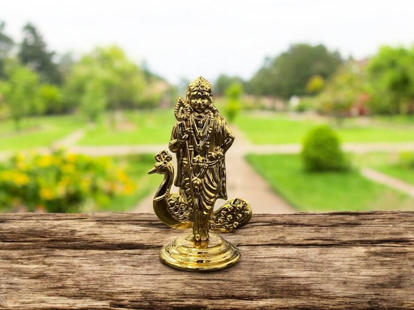 ASTRAMART GOD MURUGAN WITH PEACOCK STATUE FOR CAR DASHBOARD Decorative Showpiece  -  6.5 cm