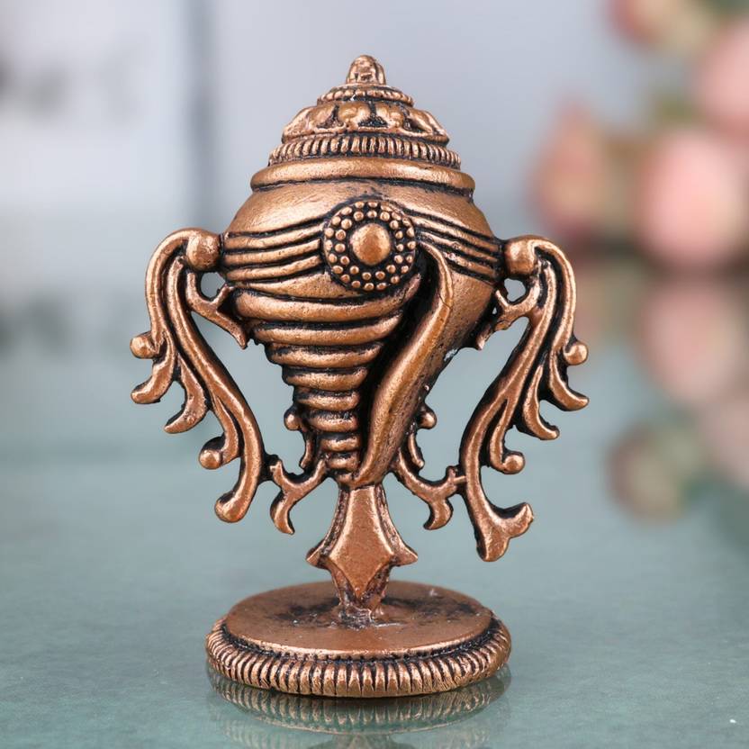 Bhunes Copper Shankh Tamra Conch Shell for Home Temple Pooja Decor Decorative Showpiece  -  5 cm