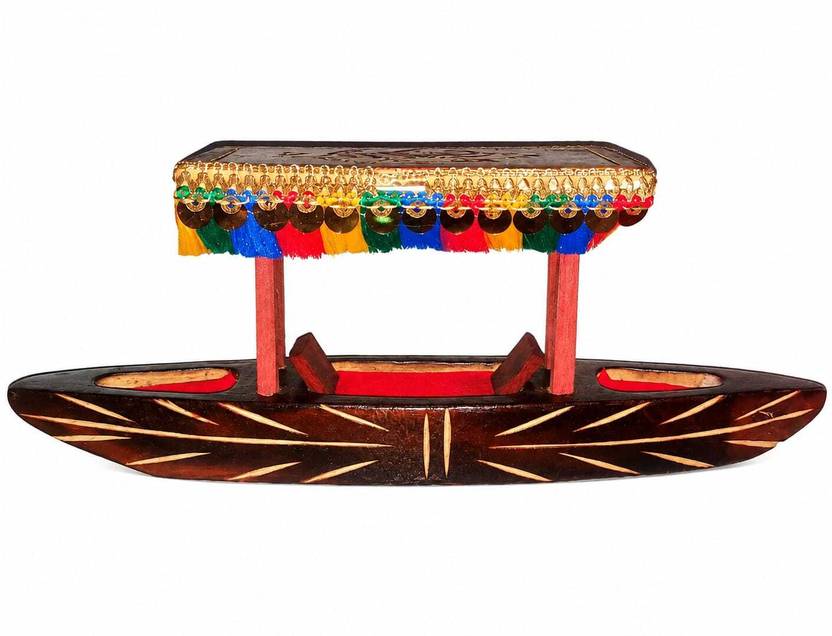 Kashmiri Handcrafted Wooden Kashmiri Shikara Boat Model for Home Decor & Gifting Decorative Showpiece  -  5 cm