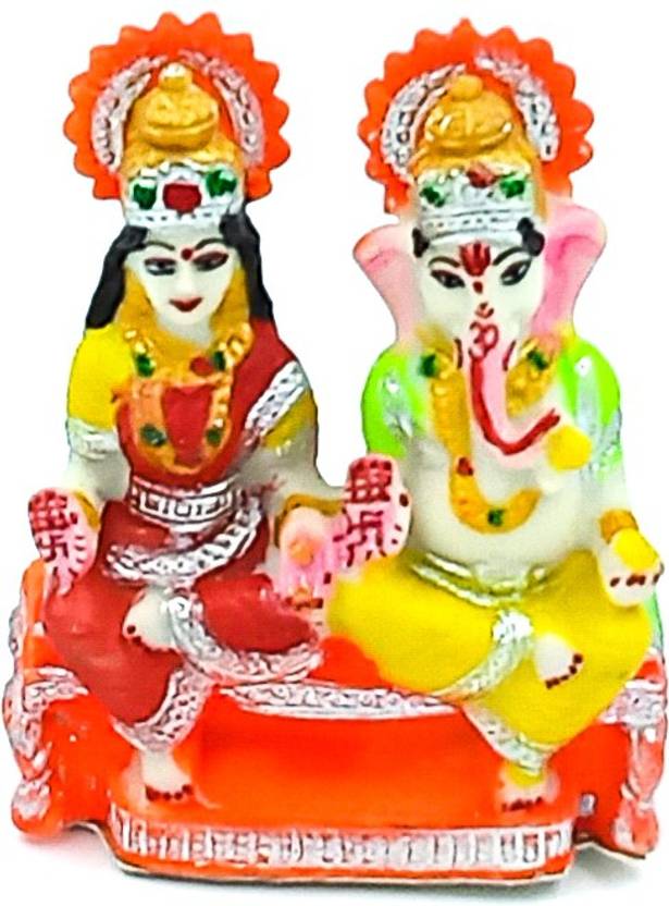 ATUT Laxmii Ganesh Idol in Small Size, Multicolor, Unbreakable - 11.5 cm Decorative Showpiece  -  11.5 cm