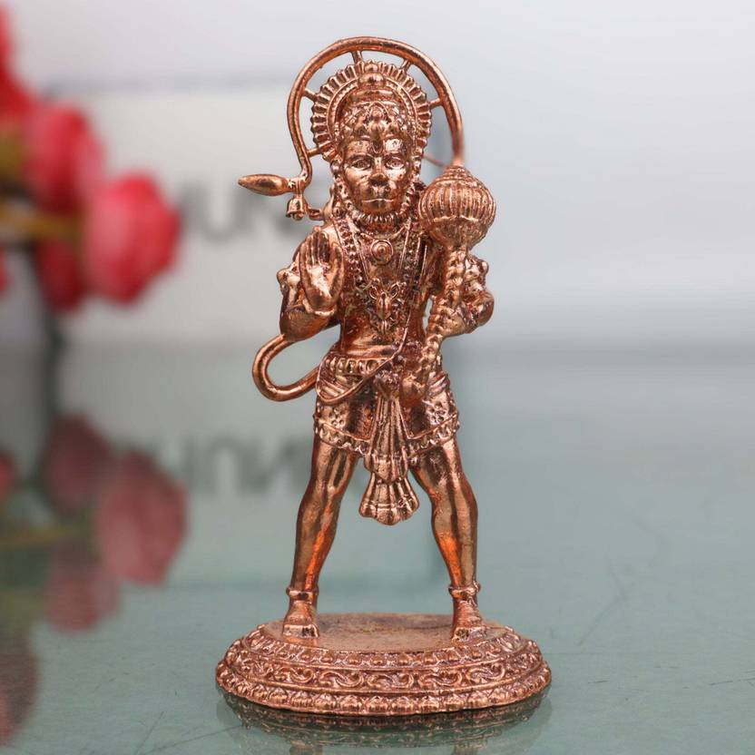 Bhunes Copper Hanuman Idol Pooja Bajrangbali Murti Home 3 Inch Decorative Showpiece  -  7 cm