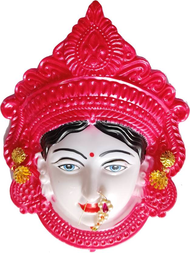 Vidagdha Devi Face Mukhota/Goddess Face Idol for Pooja Room/Entrance/Wall/Main Door Decorative Showpiece - 16 cm