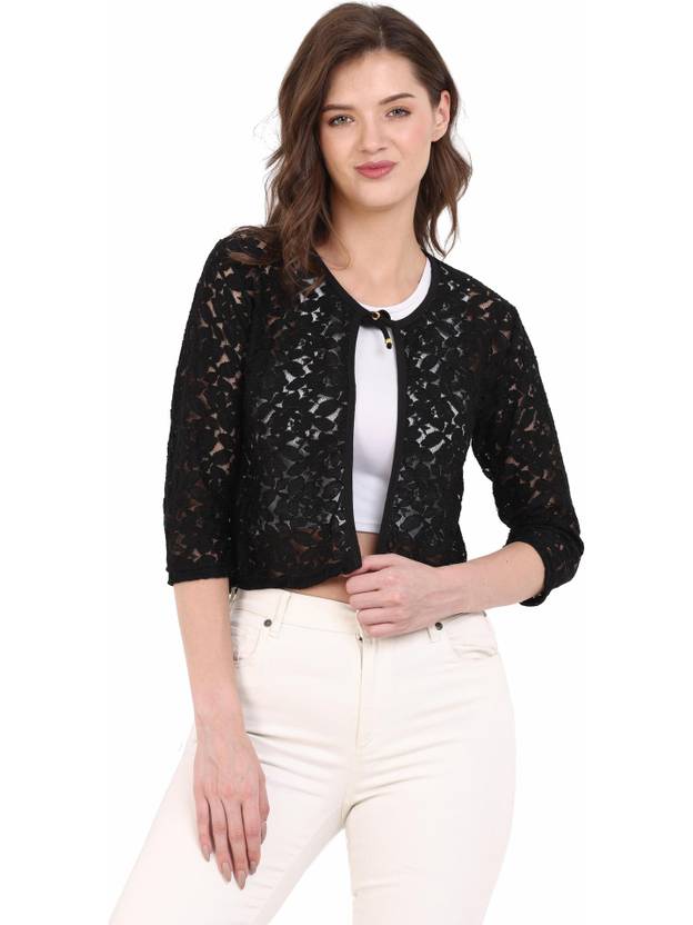 NRG Fashion Women Jacket Style 3/4th Sleeve Black Shrug