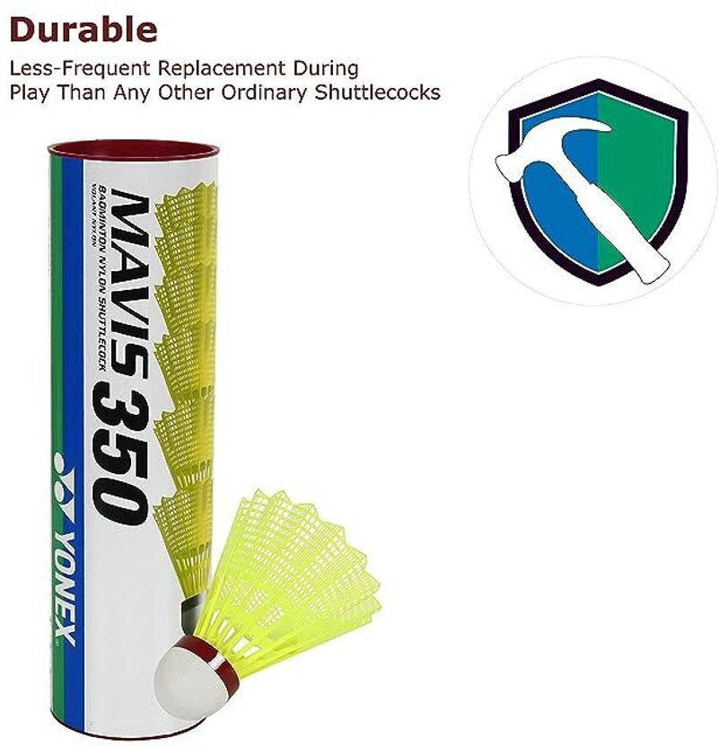 YONEX MAVIS 350 Red Nylon Shuttle, Yellow, Red, Fast, 79, Pack - Image 4