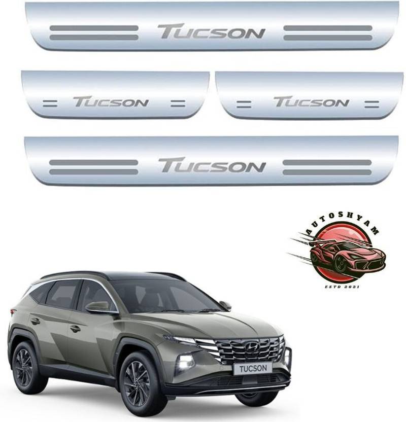 AUTOSHYAM Stainless Steel Door Sill Plates/Foot Steps Scuff Plates for Tucson All Models Door Sill Plate