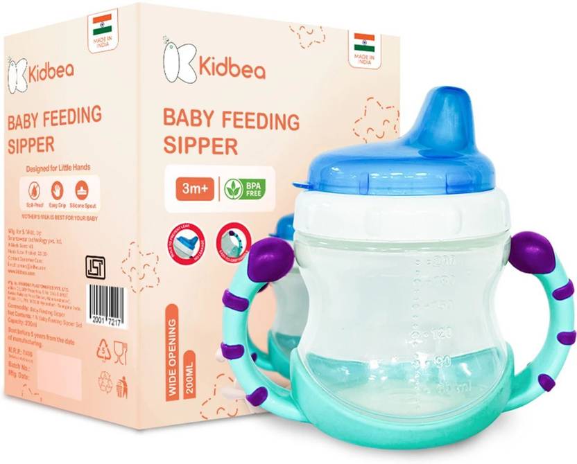 Kidbea Baby Sipper Cup BPA-Free, Soft Silicone Spout, Spill-Proof, Easy Grip Handles