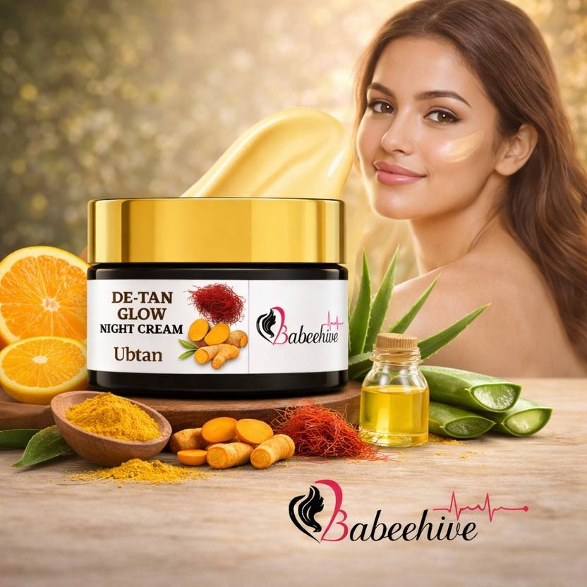 Babeehive Ubtan night cream with turmeric powder and zafraan cream