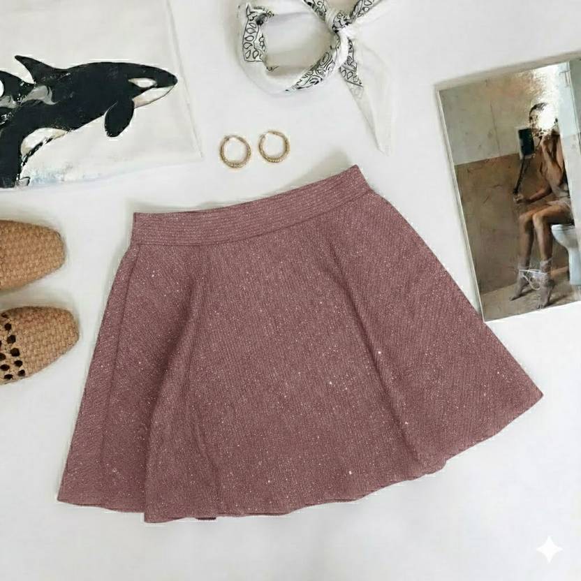 AROD Embellished Women Flared Purple Skirt