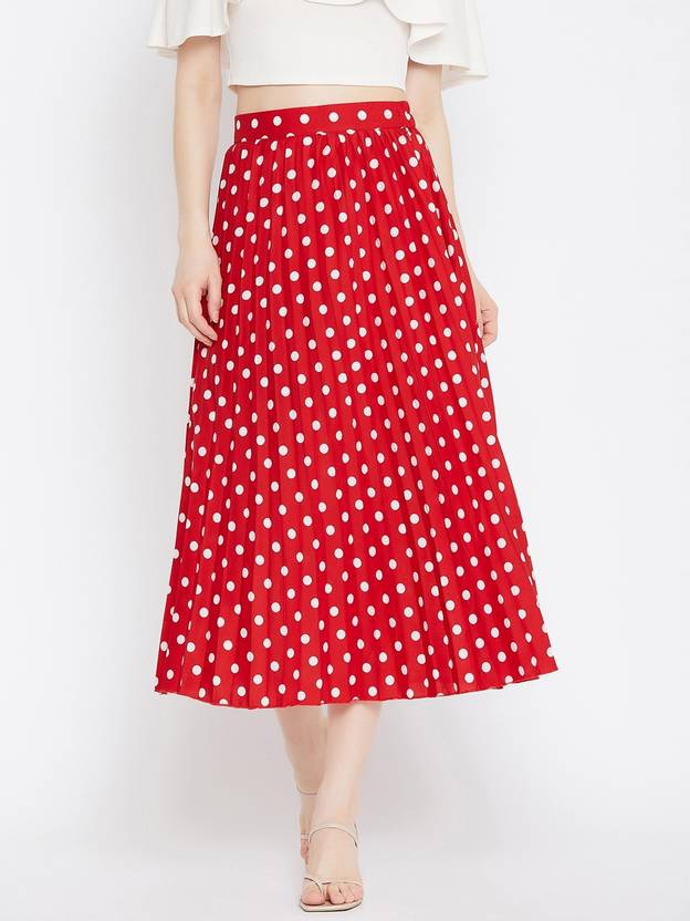 Uptownie Lite Women Solid Pleated Red Skirt