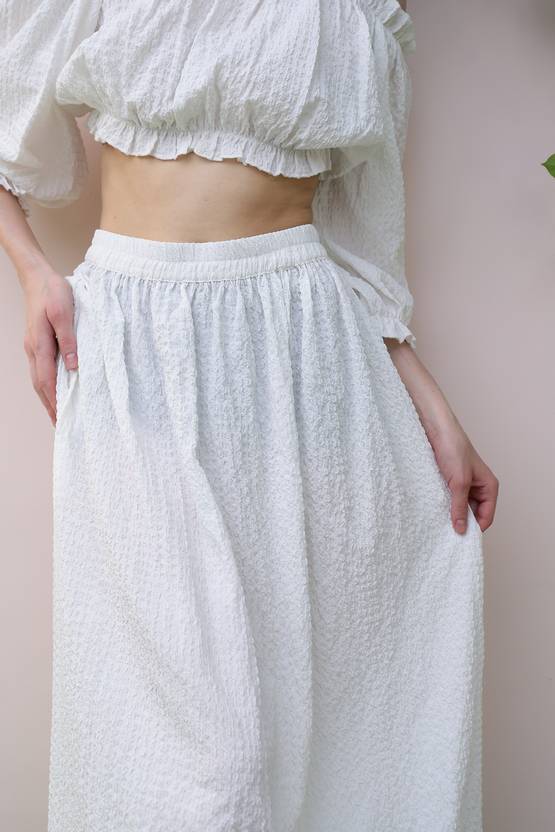 ATHENA Women Self Design Flared White Skirt