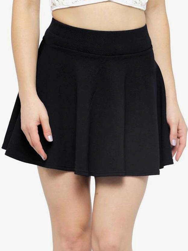 Mehrang Women Solid Flared Black Skirt