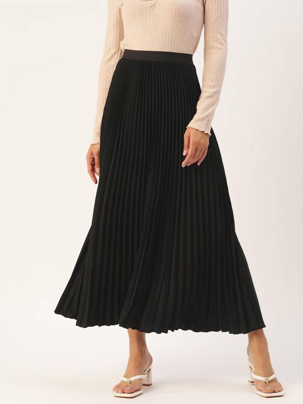 Herway Women Solid A-line Black Skirt