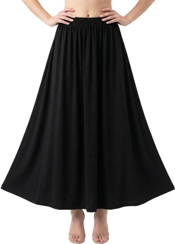 vagisha Women Printed Flared Black Skirt