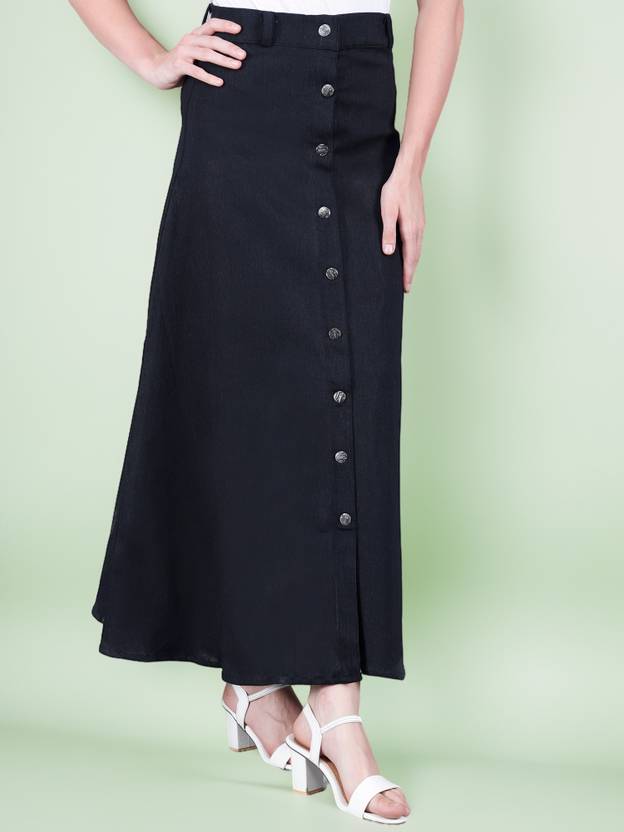 Codaisy Women Solid A-line Black Skirt