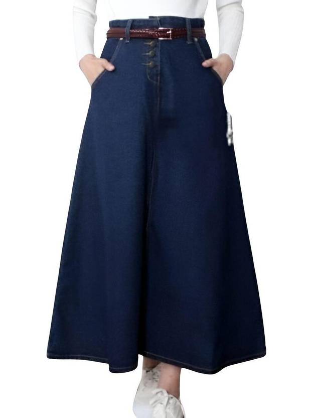 Codaisy Women Solid A-line Blue Skirt