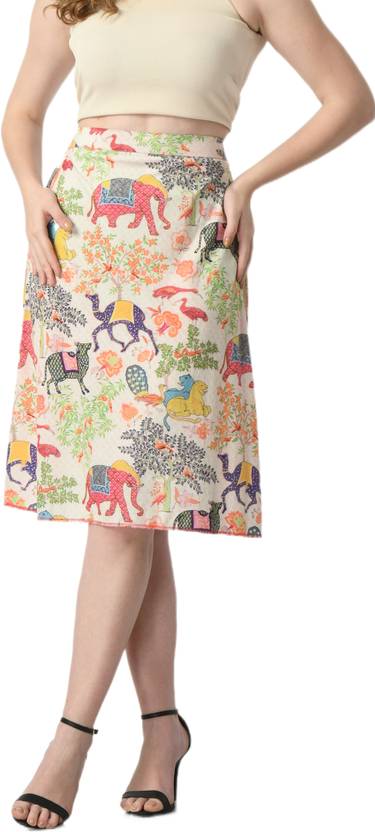 vagisha Women Printed A-line Multicolor Skirt