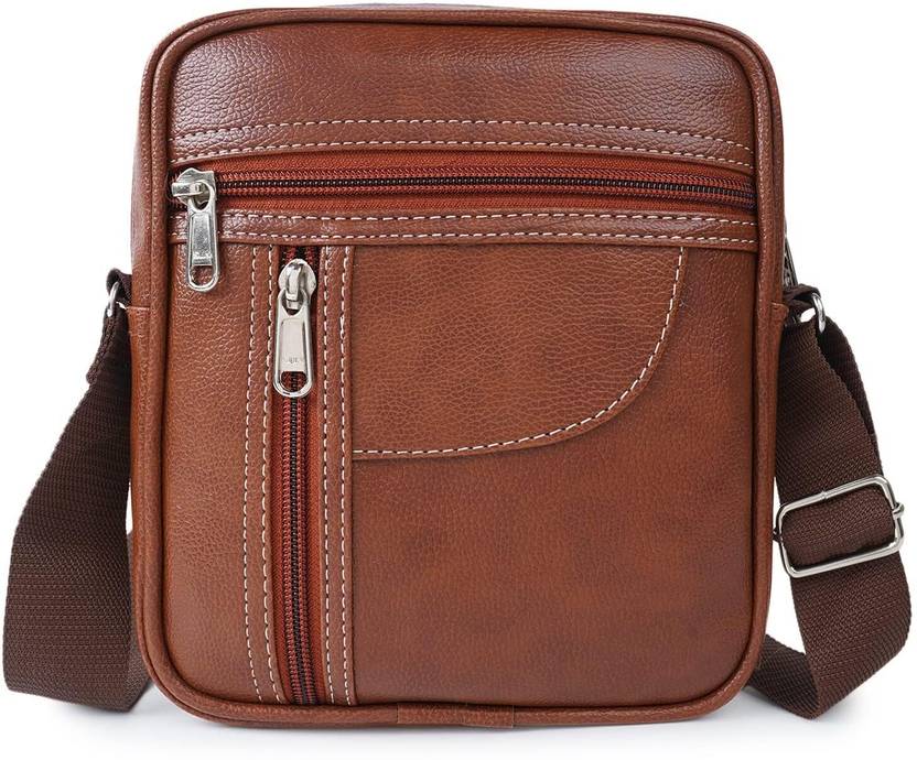 Amiro Tan Sling Bag Tan Leather Sling Bag for Men Multipurpose Crossbody Bag(Men and women )