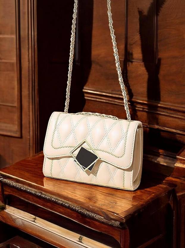 clarisjames Cream color Pu leather premium attractive sling bags for women Sling Bag
