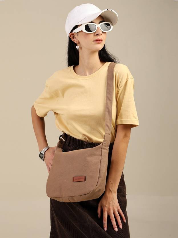 Classy Women Khaki Girls Sling Bag Canvas Flap Sling Bag – Premium Minimalist Crossbody Purse