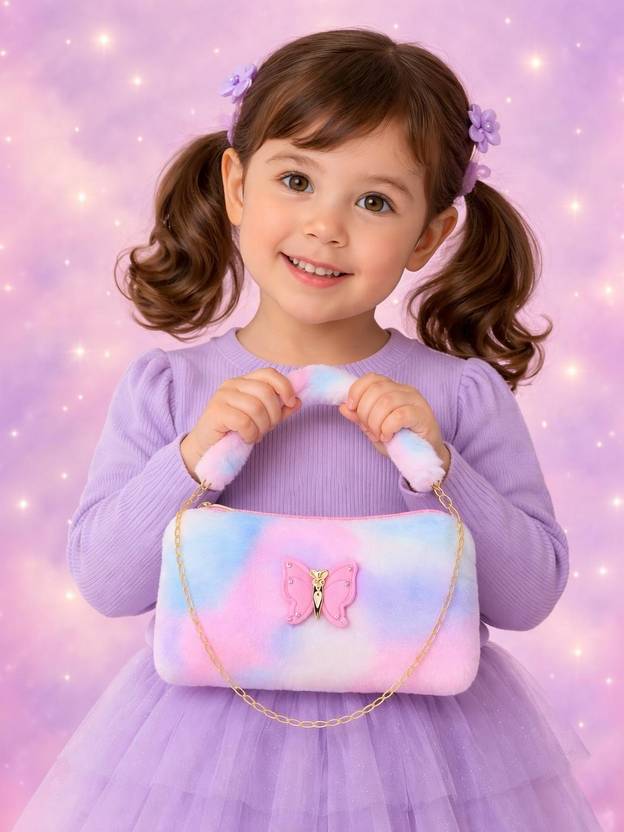 Cult Factory Blue Girls Sling Bag Cute Sling Bag for Kids Girls Small Plush Baby Bags Unicorn